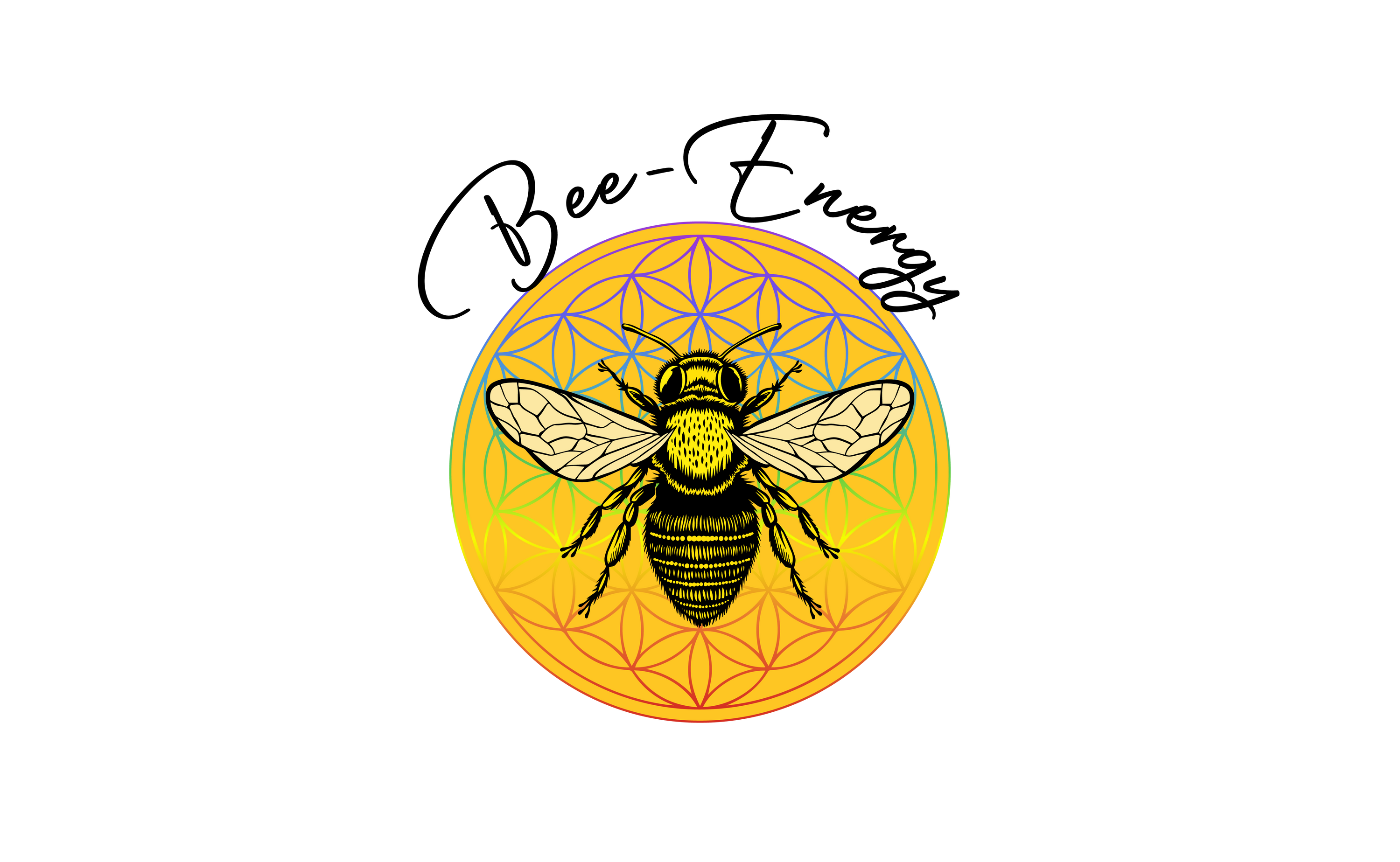 Logo von Bee Energy mit Biene auf Blume des Lebens